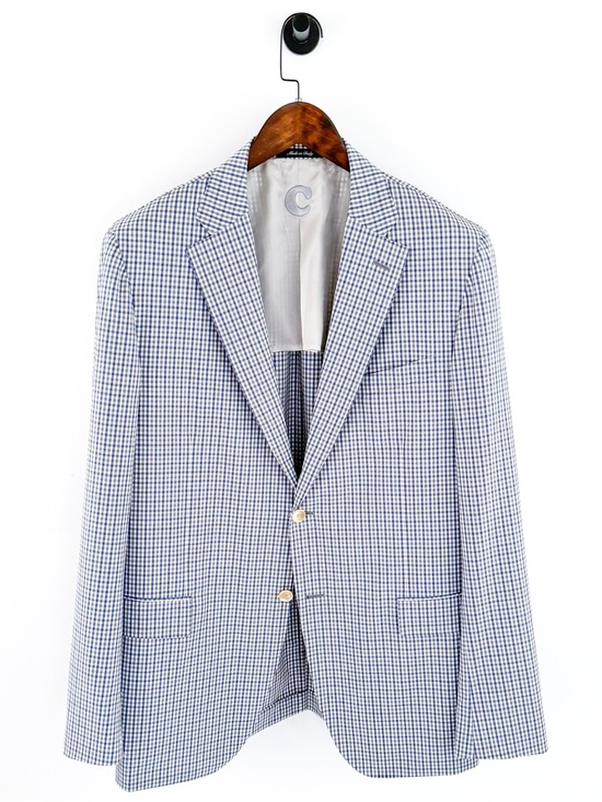 Caruso Other - NEW Caruso Classic Men's Italian Wool Blue Check Blazer Sport Coat 46L